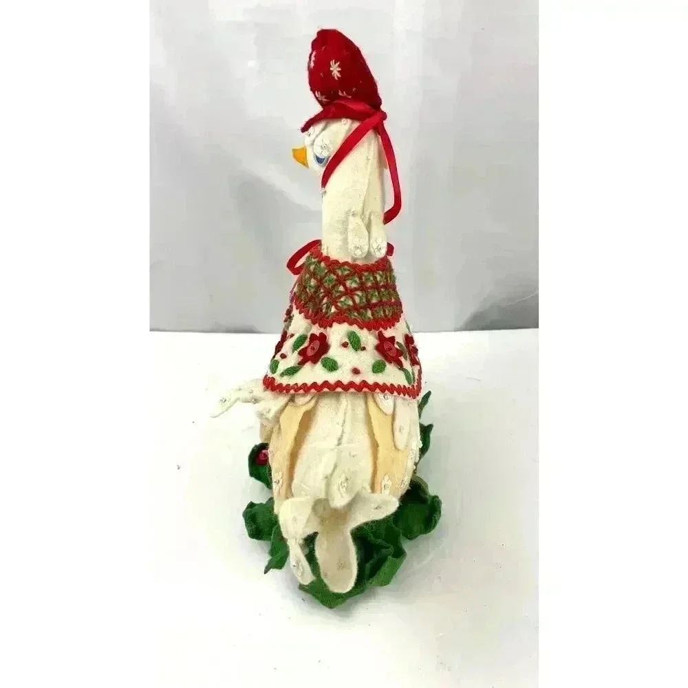 VTG Handmade Holiday Felt Duck‎ Christmas Sequined Beaded 11